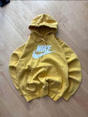 Nike Sportswear Club Fleece Graphic Pullover Hoodie Mustard Yellow